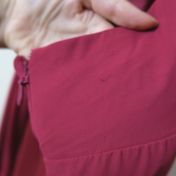 Azazie David A-line Pleated Chiffon Floor Length Dress Burgundy Formal Wedding - Picture 5 of 13